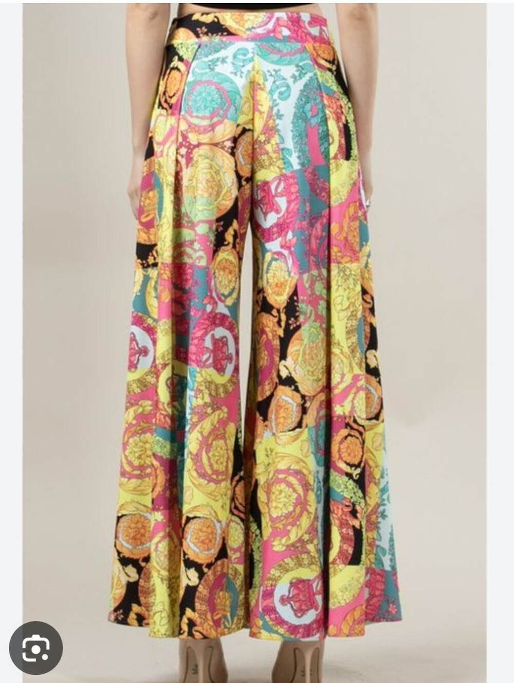 Nylon Apparel Wide-Leg Printed Palazzo Pants - Multi Sz M